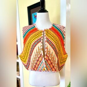 Vintage 90s Vest Patchwork Quilted Cropped SZ L/XL by Rhea of India Cotton